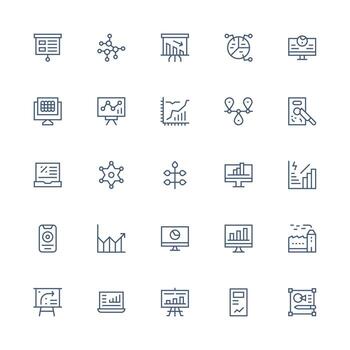 25 medio carrera contorno íconos para grafico gráficos mínimo icono conjunto para interfaz proyectos vector