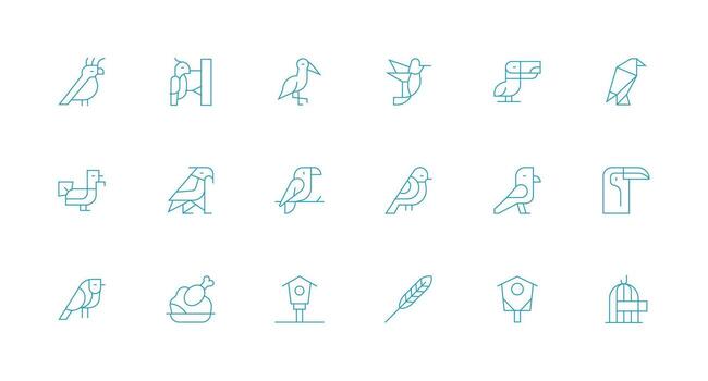 Avian Visual Pack containing 18 Minimal Line Icons Icon Set vector