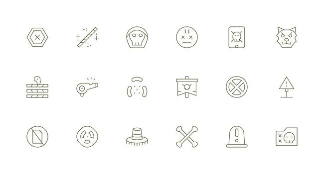 18 Minimal Line Icons for Caution Graphics Icon Set for Apps vector