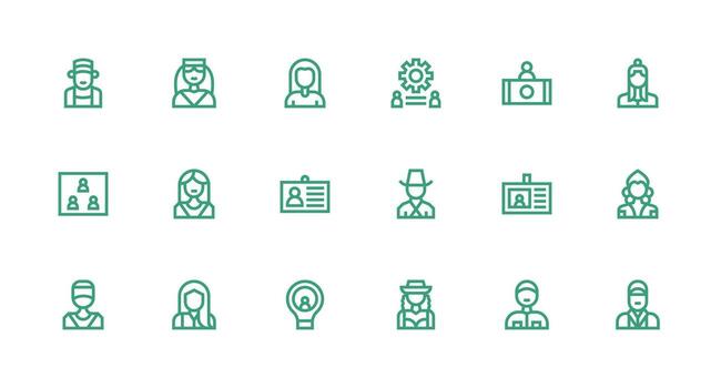 18 Icons for Staff in Strong Stroke Line Format Customizable Icon Series for Mobile Screens vector