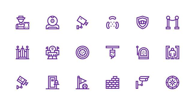 fuerte carrera línea estilo perímetro íconos con 18 vectores web y aplicación icono paquete colección