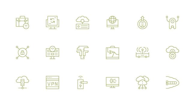 18 Minimal Line Style Icons from Remote Access Collection Web Icon Collection vector