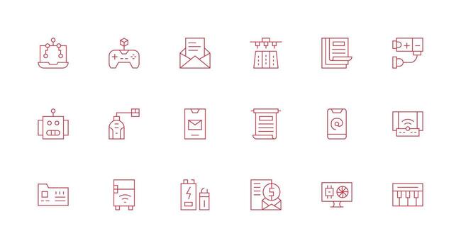 Electronic Icon Set with 18 Minimal Line Graphics Design Ready Icon Set for Teams vector