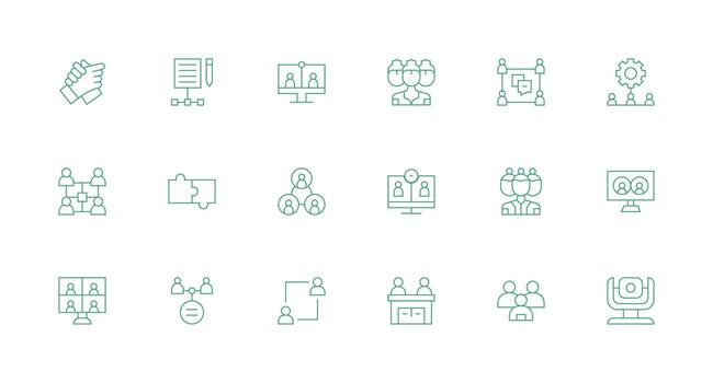 18 Minimal Line Designs for Collaboration Icons Complete Icon Bundle for Web Design vector