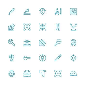 25 Medium Stroke Outline Style Icons from Precise Collection Reliable Icons for All Interfaces vector
