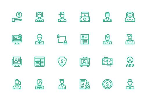 24 Icons for Account in Thick Line Line Format Complete Icon Bundle for Web Design vector