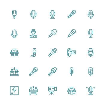 Interview Design Icons featuring 25 in Medium Stroke Outline Style Core Icon Collection for Daily Tasks vector