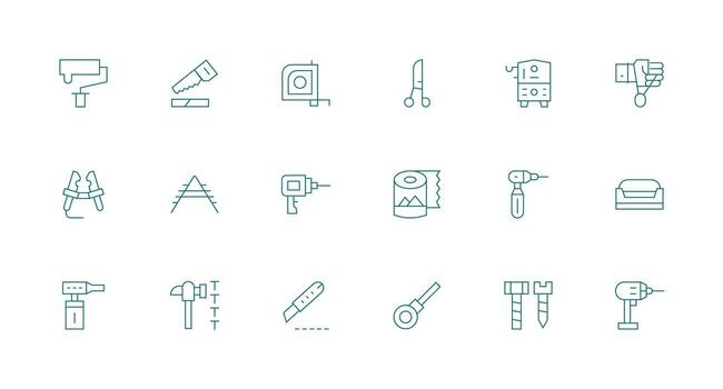 Diy Icon Set with 18 Minimal Line Graphics App Icon Pack vector
