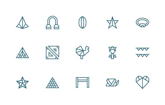Shape Set with 15 Regular Line Icons Icon Pack for Various Themes vector