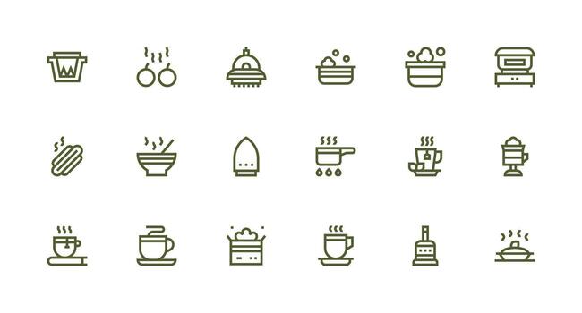 Steam Icon Set with 18 Strong Stroke Line Graphics Essential Icons for Rapid UI Building vector