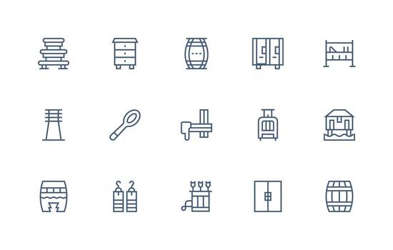15 Regular Line Designs for Wooden Icons Clean Icon Set Icon Pack for UI Projects vector
