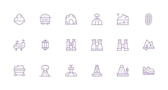 Geology Icon Set with 18 Minimal Line Graphics Clean Icon Set Icon Pack for UI Projects vector