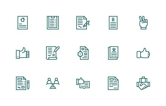 regular línea estilo acuerdo íconos con 15 vectores interfaz icono colección para diario proyectos