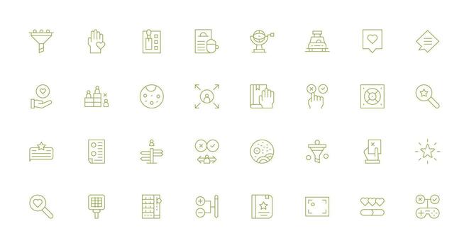Selection including 32 Thin Line Illustrations UI and UX Focused Icon Collection vector