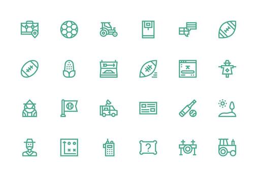 Thick Line Line Style Field Icons with 24 Vectors High-Resolution Icons for Any Platform
