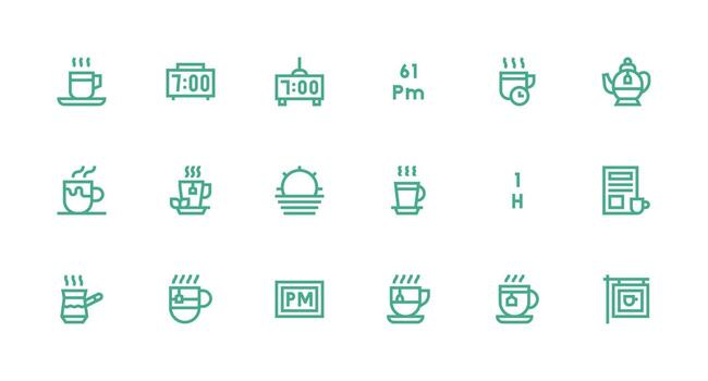 18 Icons for Afternoon in Strong Stroke Line Format Web and App Icon Pack Collection vector