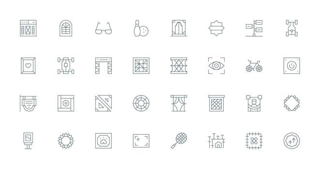 Frame Set with 32 Thin Line Icons Clean Icon Collection for Web Use vector