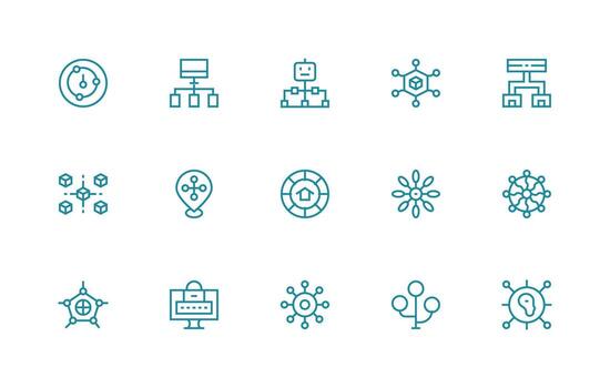 15 Hub Icons in Regular Line Aesthetic Dashboard Icon Series vector