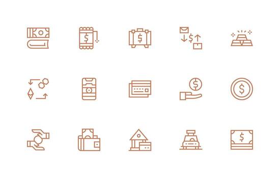Regular Line Icons from Deposit Set with 15 Vectors General Use Icon Pack