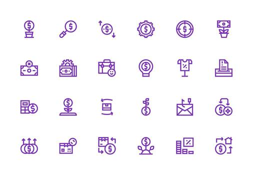 Return featuring 24 Icons in Thick Line Line Design Style Icon Set vector
