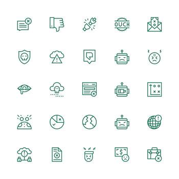 fracaso icono conjunto con 25 medio carrera contorno gráficos esencial icono conjunto para equipos vector