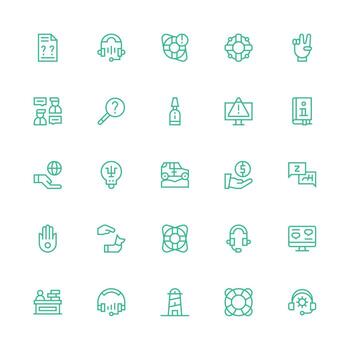 ayuda icono conjunto con 25 medio carrera contorno gráficos multi-estilo íconos para creativo proyectos vector