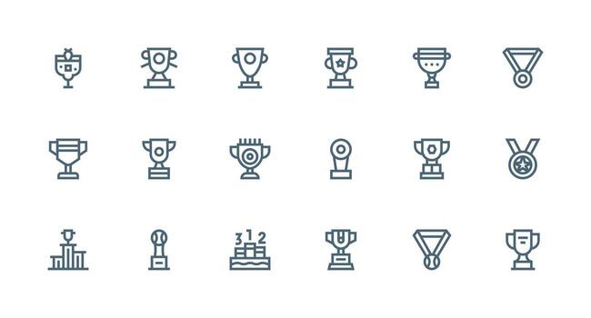 18 Strong Stroke Line Designs for Third Place Icons Minimal Icon Set for Interface Projects vector