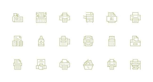 18 Minimal Line Vectors for Printer Theme Scalable Icons for Cross-Platform Interfaces