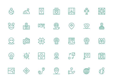 35 Icons for Coordinates in Regular Clean Line Format Versatile Icon Collection for Designers vector