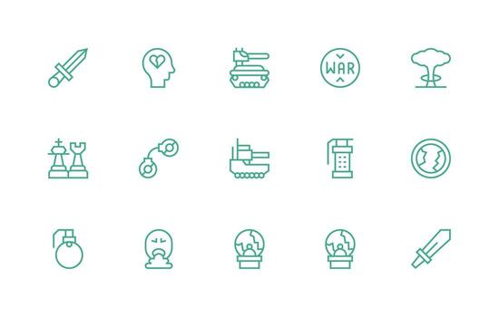 15 Conflict Icons in Regular Line Aesthetic Clean Icon Set Icon Pack for UI Projects vector