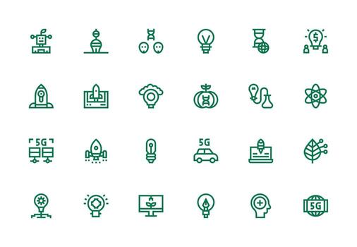 Innovation Icon Set with 24 Thick Line Line Graphics Interface Icon Collection for Daily Projects vector