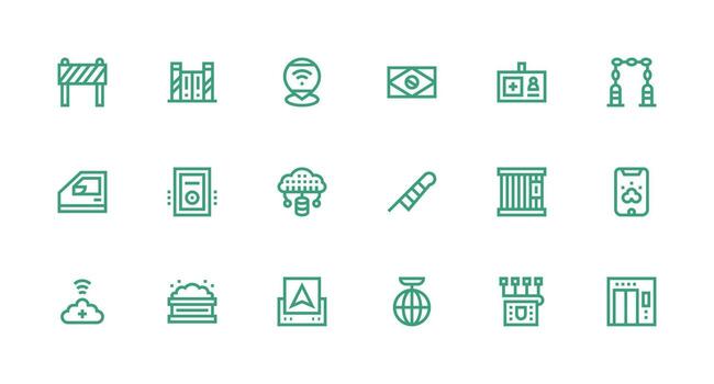 acceso diseño íconos presentando 18 en fuerte carrera línea estilo íconos construido para visual consistencia paquete vector