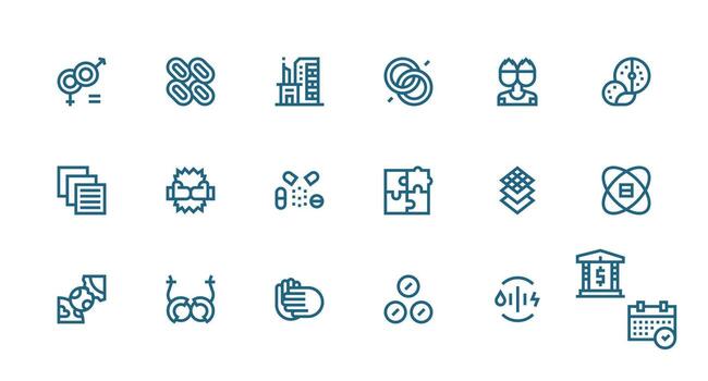 Combined including 18 Strong Stroke Line Illustrations Balanced Icon Set for Functional Design vector