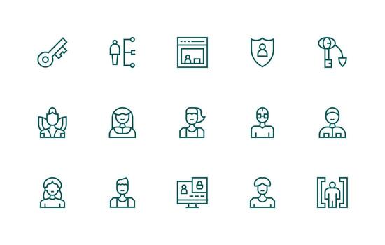 iniciar sesión icono colección con 15 regular línea diseños claro y conciso icono conjunto colección vector