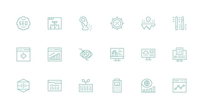Minimal Line Icons from Analytics Set with 18 Vectors Simple Icons for Interface and Wireframes