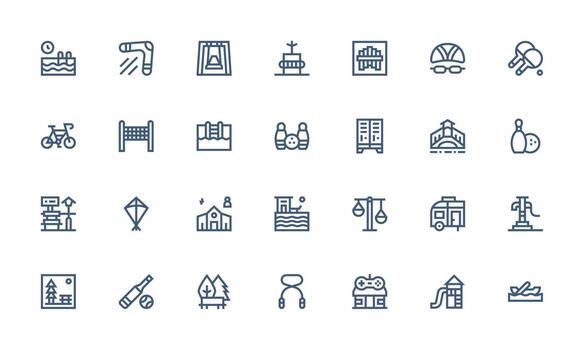 Recreation Visual Pack containing 28 Bold Line Icons Icons Built for Visual Consistency Pack vector
