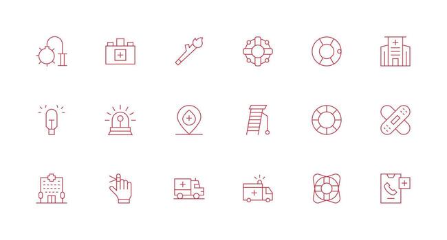 Minimal Line Icons from Emergency Set with 18 Vectors Organized Icon Pack for Quick Access