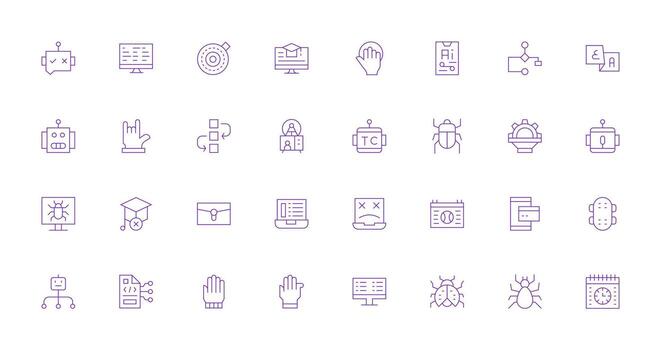 32 Delgado línea vectores para programa tema sensible icono conjunto para flexible diseños