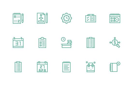 15 Regular Line Icons for Planning Graphics Responsive Icon Set for Flexible Layouts vector