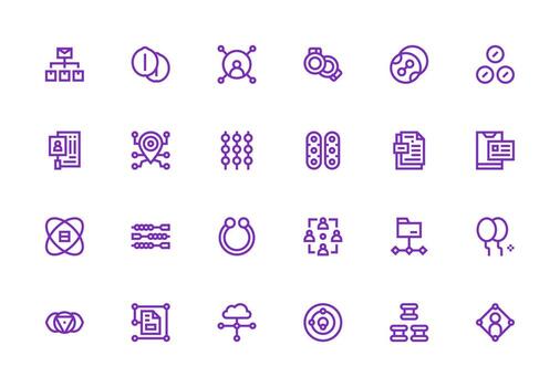 Thick Line Line Icons from Linked Set with 24 Vectors Simplified Icon Pack for Visual Tools