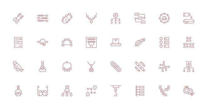 cadena icono conjunto con 32 Delgado línea gráficos icono conjunto para proyectos vector
