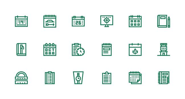 18 Icons for Planning in Strong Stroke Line Format Icon Pack for UI vector