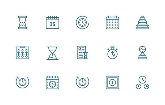 Timeline Set with 15 Regular Line Icons Organized Pack for Project Assets vector