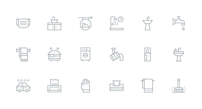 Minimal Line Style Cleanliness Icons with 18 Vectors Optimized Icon Pack for Digital Products