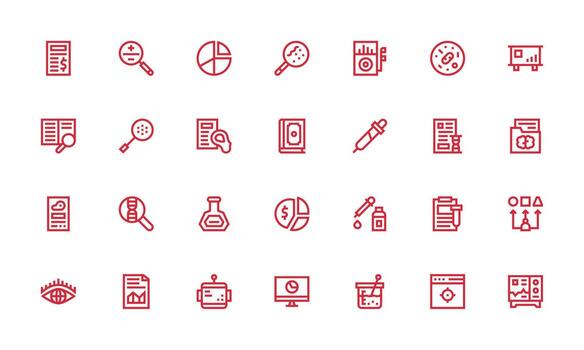 28 Icons for Analysis in Bold Line Format All-Purpose Icon Design Pack vector