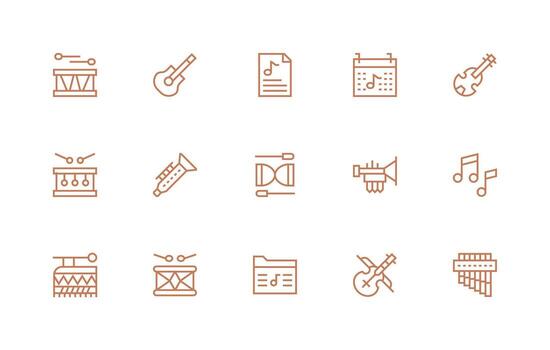 15 Regular Line Icons for Melody Graphics Minimal Icon Set for Interface Projects vector