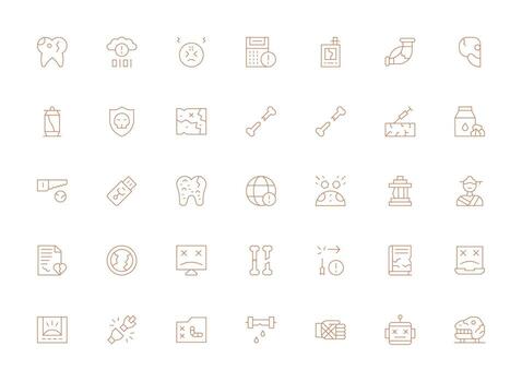 Broken Icon Set with 35 Light Line Graphics Digital Product Icons for Fast Delivery vector