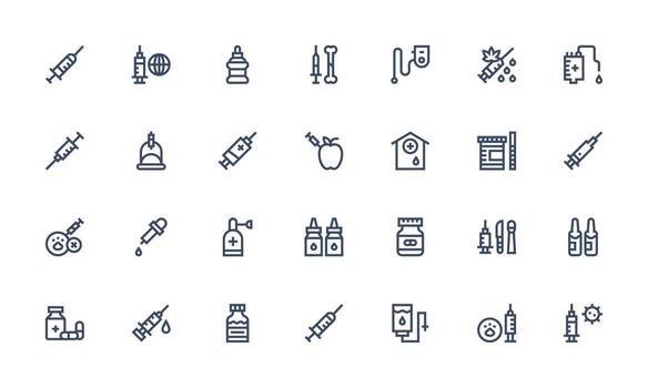 Bold Line Icons from Injection Set with 28 Vectors Customizable Icon Series for Mobile Screens