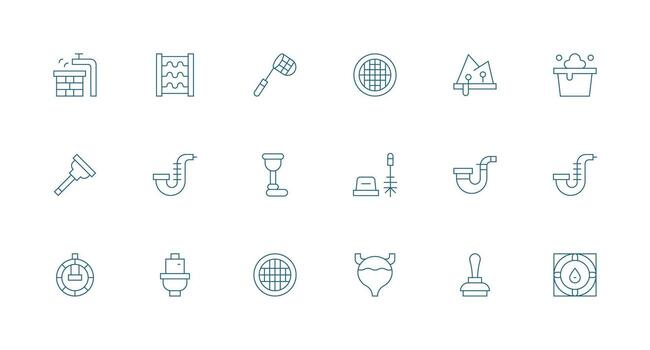 Minimal Line Icons from Drainage Set with 18 Vectors Icon Pack for Various Themes