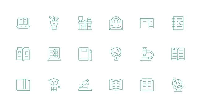 18 Minimal Line Style Icons from Study Collection Optimized Icon Pack for Digital Products vector